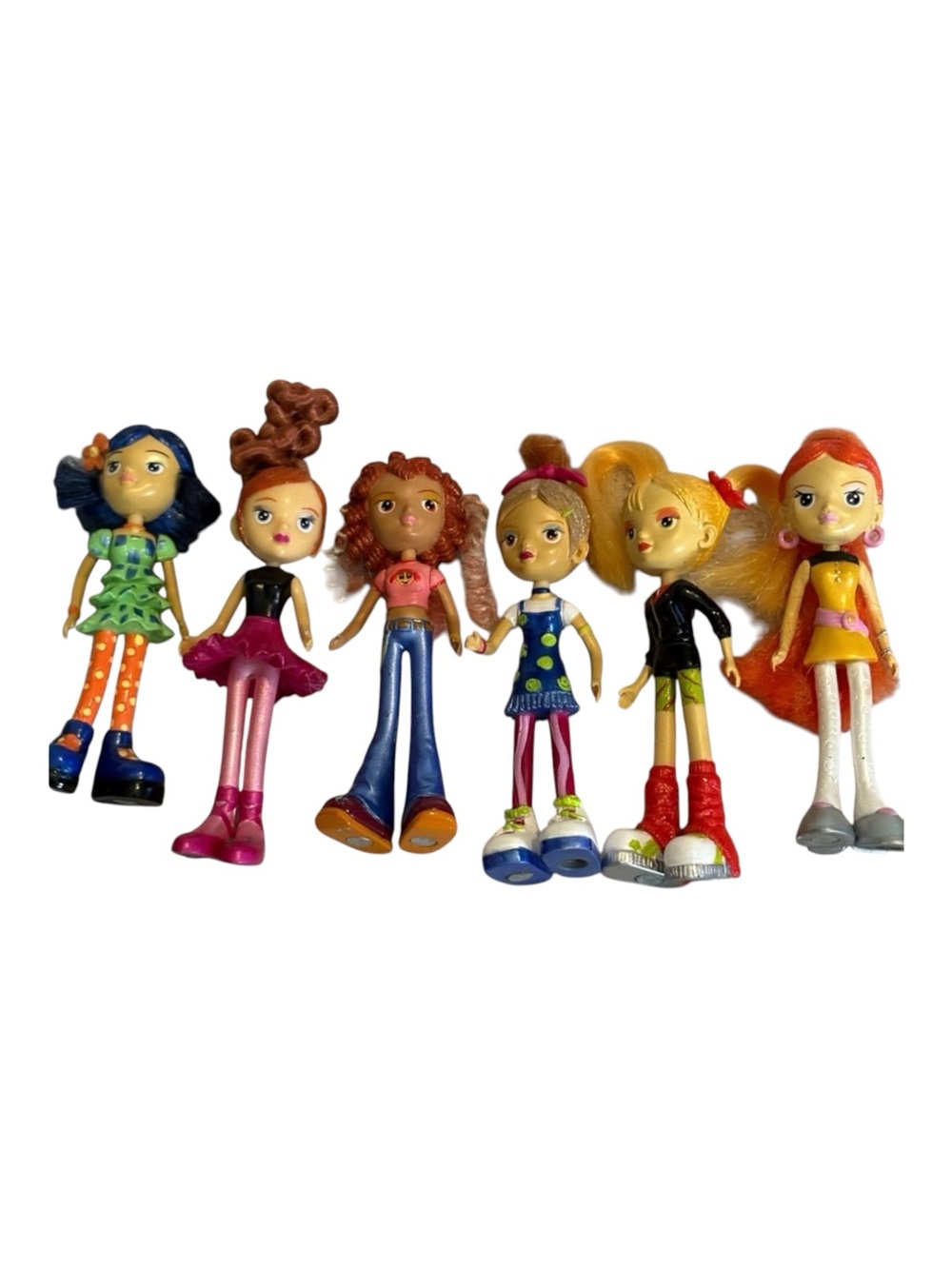 VTG 2004 Colourful Lot Of 6 BANDAI T NEEZ  Figures Dolls Magnetic Feet 3” Tall